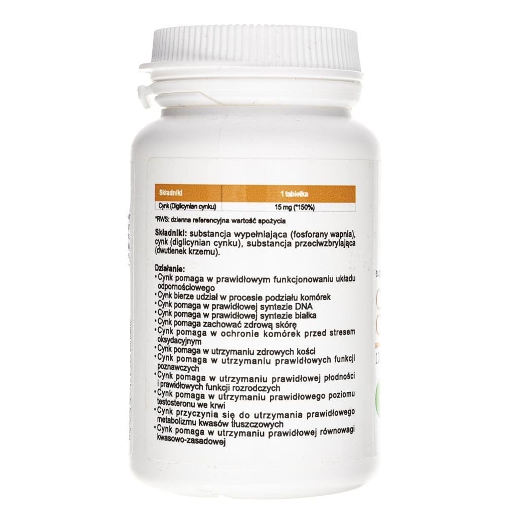 Aliness Chelated Zinc Diglycinate 15 mg - 100 Tablets