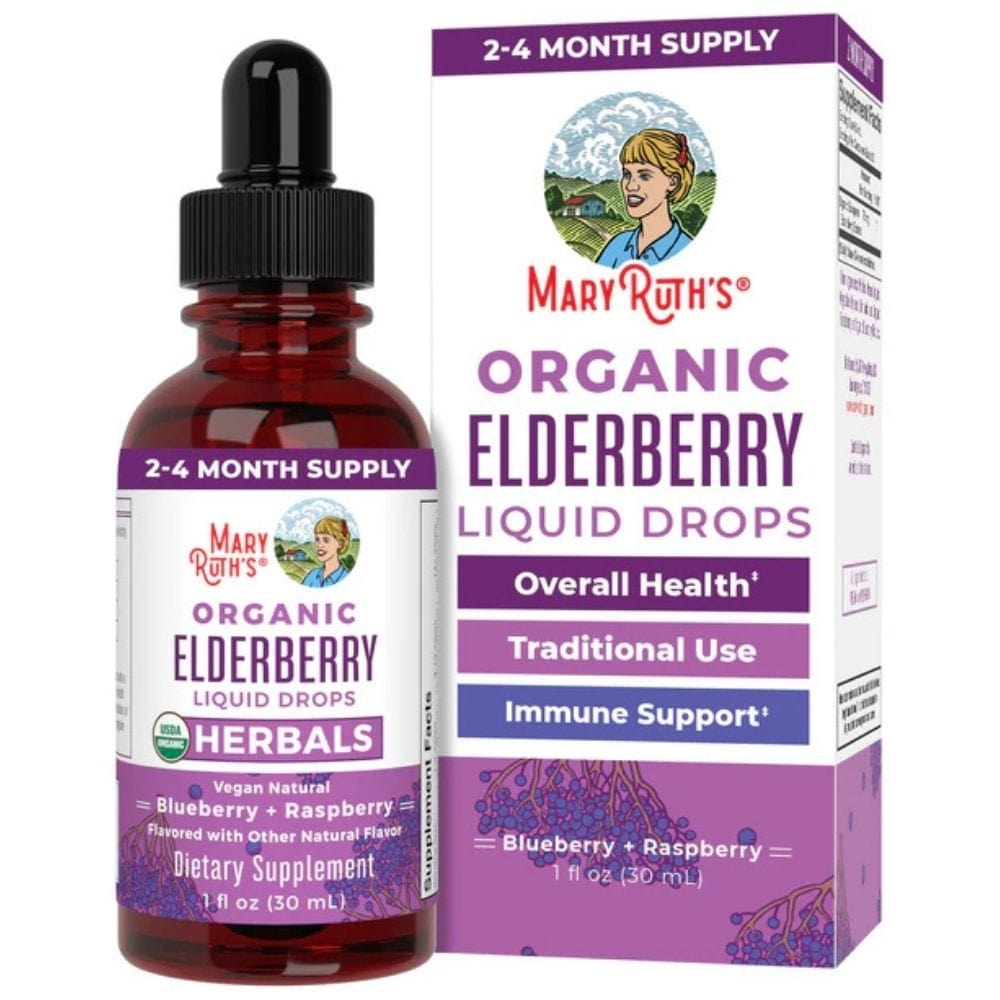 MaryRuth's Organic Elderberry Liquid Drops, Blueberry + Raspberry - 30 ml