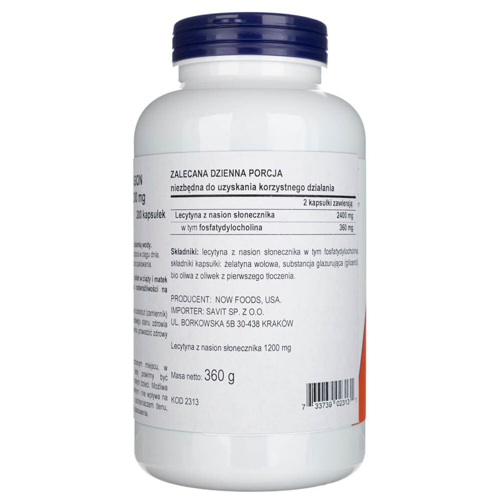 Now Foods Sunflower Lecithin 1200 mg - 200 Capsules