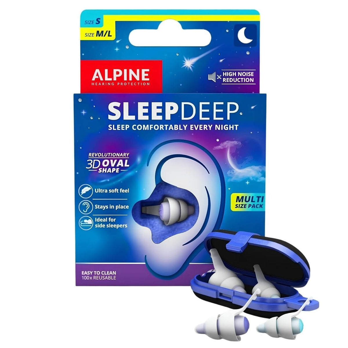 Alpine SleepDeep Multipack Earplugs for Sleep - 2 Sizes