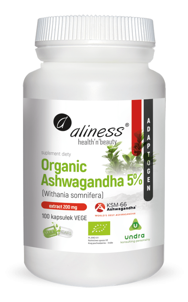 Allines Organic Ashwagandha 5% KSM-66 200 mg - 100 Capsules