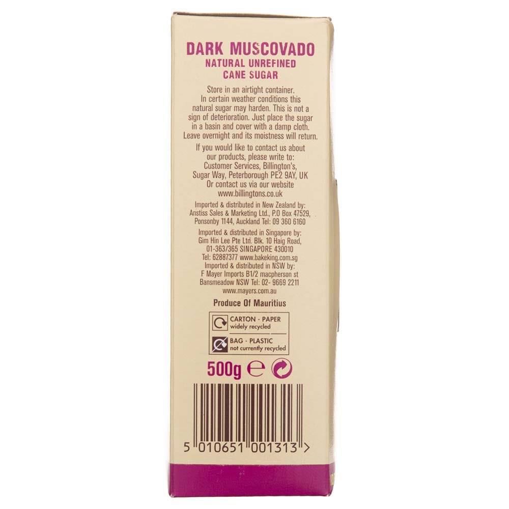 Billington's Cane Sugar Muscovado Dark - 500 g