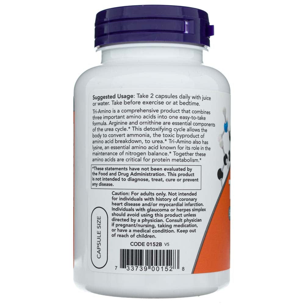 Now Foods Tri-Amino (L-Arginine, L-Ornithine, L-Lysine) - 120 Capsules