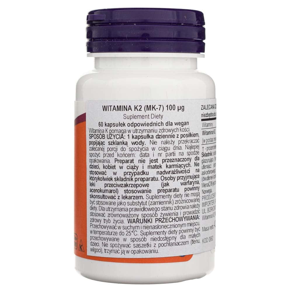 Now Foods Vitamin K2 MK-7 100 mcg - 60 Veg Capsules