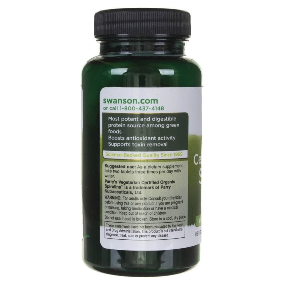 Swanson Certified Organic Spirulina 500 mg - 180 Tablets