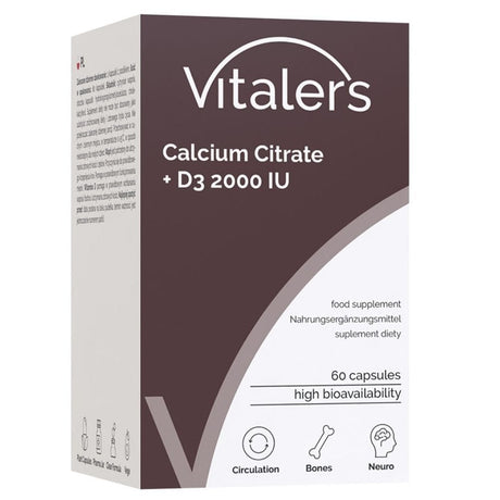 Vitaler's Calcium Citrate 1200 mg + Vitamin D3 2000 IU - 60 Capsules