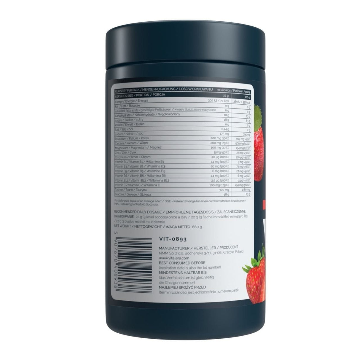 Vitaler's Sport Isotonic Drink, Strawberry - 660 g