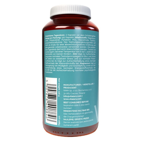 Vitaler's ZMB Mg + Zn + B6 - 120 Capsules