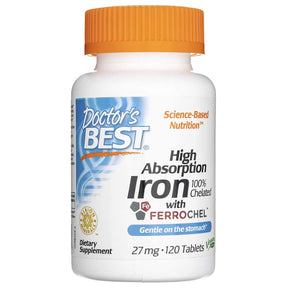 Doctor's Best High Absorption Iron with Ferrochel 27 mg - 120 Tablets