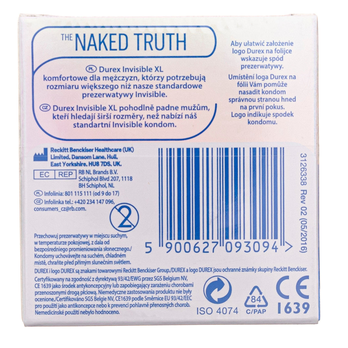 Durex Invisible XL Condoms - 3 pcs.