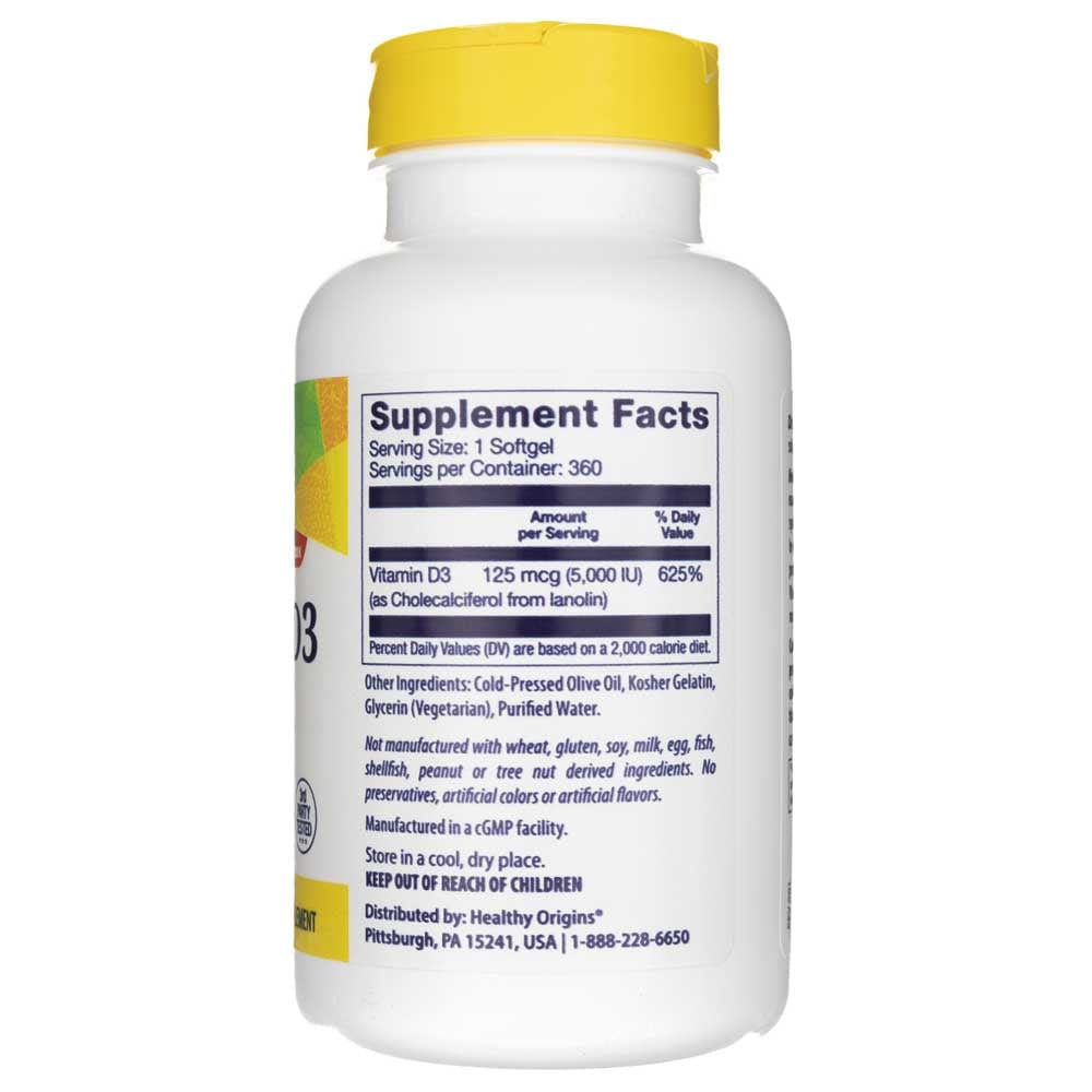 Healthy Origins Vitamin D3 5000 IU - 360 Softgels