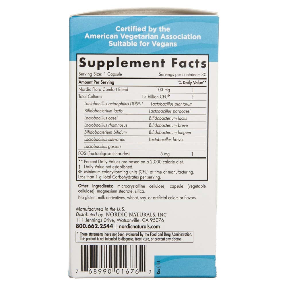 Nordic Naturals Nordic Flora Probiotic Comfort, 15 Billion CFU - 30 Capsules