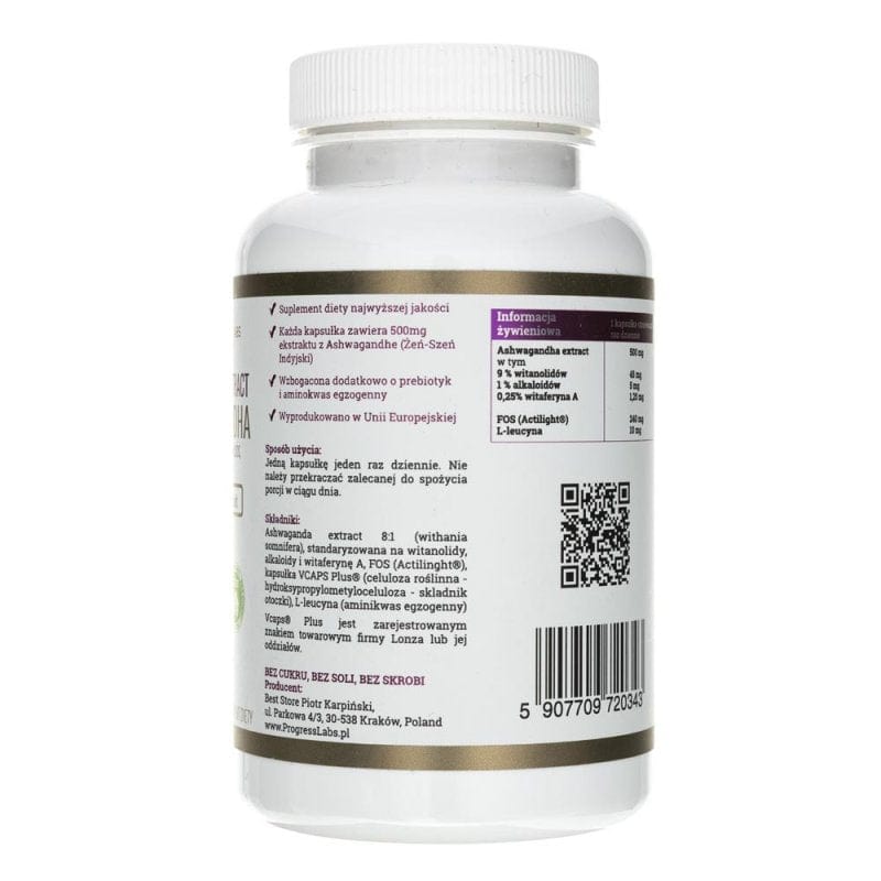 Progress Labs Ashwagandha Extract 500 mg - 120 Capsules