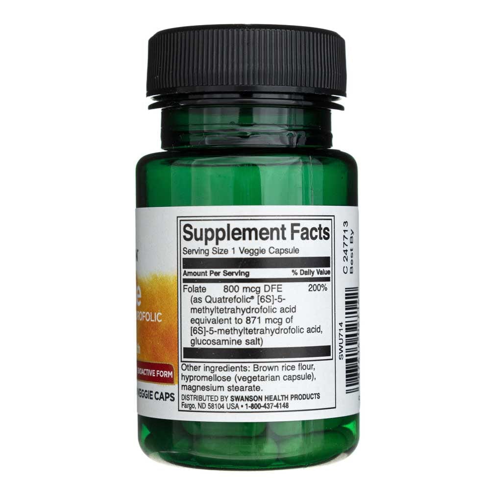 Swanson Folate 5-Methyltetrahydrofolic Acid 800 mcg - 30 Veggie Caps